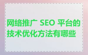 网络推广 SEO 平台的技术优化方法有哪些