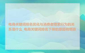 电商关键词排名优化与消费者搜索行为的关系是什么_电商关键词排名下降的原因有哪些