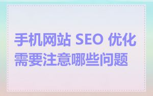 手机网站 SEO 优化需要注意哪些问题