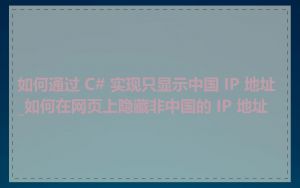 如何通过 C# 实现只显示中国 IP 地址_如何在网页上隐藏非中国的 IP 地址