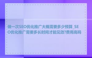 做一次SEO优化推广大概需要多少预算_SEO优化推广需要多长时间才能见效?费用高吗