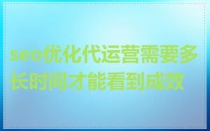 seo优化代运营需要多长时间才能看到成效