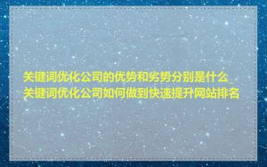关键词优化公司的优势和劣势分别是什么_关键词优化公司如何做到快速提升网站排名