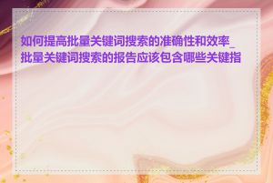 如何提高批量关键词搜索的准确性和效率_批量关键词搜索的报告应该包含哪些关键指标
