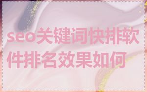 seo关键词快排软件排名效果如何