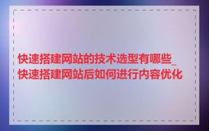 快速搭建网站的技术选型有哪些_快速搭建网站后如何进行内容优化
