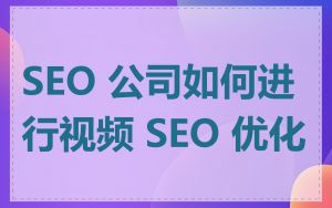 SEO 公司如何进行视频 SEO 优化