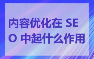 内容优化在 SEO 中起什么作用