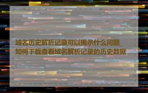 域名历史解析记录可以揭示什么问题_如何下载查看域名解析记录的历史数据
