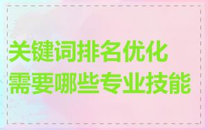 关键词排名优化需要哪些专业技能