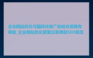 企业网站优化与国际化推广的结合策略有哪些_企业网站优化需要注意哪些SEO规范