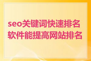 seo关键词快速排名软件能提高网站排名吗