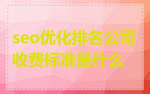 seo优化排名公司收费标准是什么
