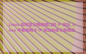 Linux 如何显示网络接口的 IP 地址_Linux 中查看网卡 IP 地址的命令有哪些