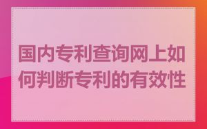 国内专利查询网上如何判断专利的有效性