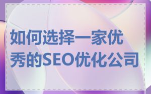 如何选择一家优秀的SEO优化公司