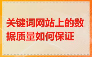 关键词网站上的数据质量如何保证