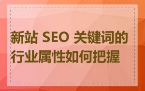 新站 SEO 关键词的行业属性如何把握