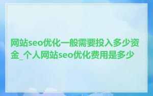 网站seo优化一般需要投入多少资金_个人网站seo优化费用是多少