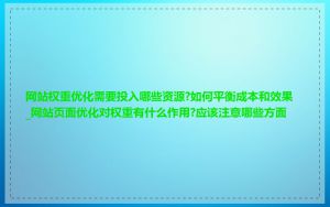 网站权重优化需要投入哪些资源?如何平衡成本和效果_网站页面优化对权重有什么作用?应该注意哪些方面