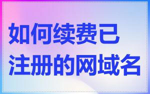 如何续费已注册的网域名