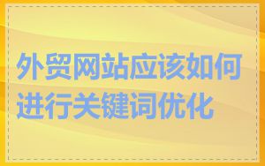 外贸网站应该如何进行关键词优化