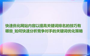 快速优化网站内容以提高关键词排名的技巧有哪些_如何快速分析竞争对手的关键词优化策略