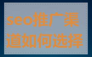 seo推广渠道如何选择