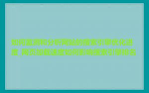 如何监测和分析网站的搜索引擎优化进度_网页加载速度如何影响搜索引擎排名