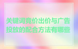 关键词竞价出价与广告投放的配合方法有哪些
