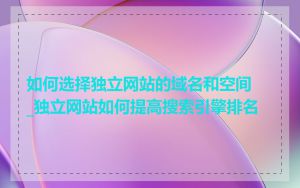 如何选择独立网站的域名和空间_独立网站如何提高搜索引擎排名