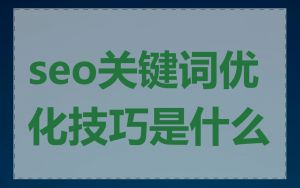 seo关键词优化技巧是什么