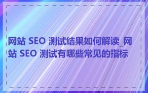 网站 SEO 测试结果如何解读_网站 SEO 测试有哪些常见的指标