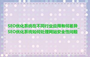 SEO优化系统在不同行业应用有何差异_SEO优化系统如何处理网站安全性问题