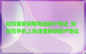 如何重新获取电脑的IP地址_如何在手机上快速重新获取IP地址