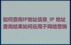 如何查询IP地址信息_IP 地址查询结果如何应用于网络营销