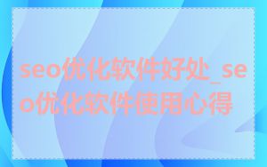 seo优化软件好处_seo优化软件使用心得