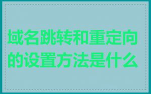 域名跳转和重定向的设置方法是什么