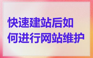 快速建站后如何进行网站维护