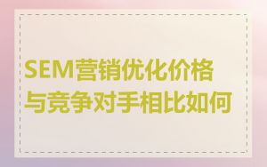 SEM营销优化价格与竞争对手相比如何