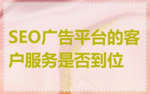 SEO广告平台的客户服务是否到位