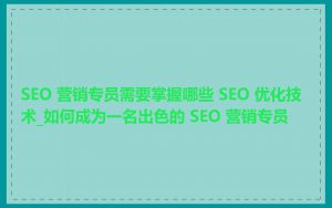 SEO 营销专员需要掌握哪些 SEO 优化技术_如何成为一名出色的 SEO 营销专员