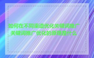 如何在不同渠道优化关键词推广_关键词推广优化的原理是什么