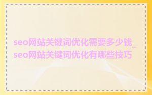 seo网站关键词优化需要多少钱_seo网站关键词优化有哪些技巧