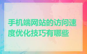 手机端网站的访问速度优化技巧有哪些