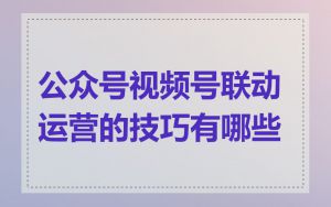 公众号视频号联动运营的技巧有哪些