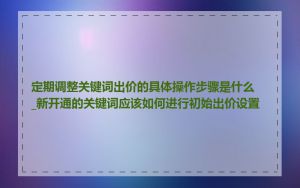 定期调整关键词出价的具体操作步骤是什么_新开通的关键词应该如何进行初始出价设置