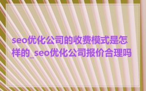 seo优化公司的收费模式是怎样的_seo优化公司报价合理吗