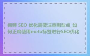 视频 SEO 优化需要注意哪些点_如何正确使用meta标签进行SEO优化