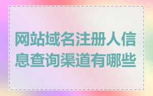 网站域名注册人信息查询渠道有哪些